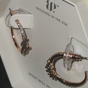 Bomb Party OG Earrings RBP5693 Effortless Style Black fire opal NWT Rose Gold